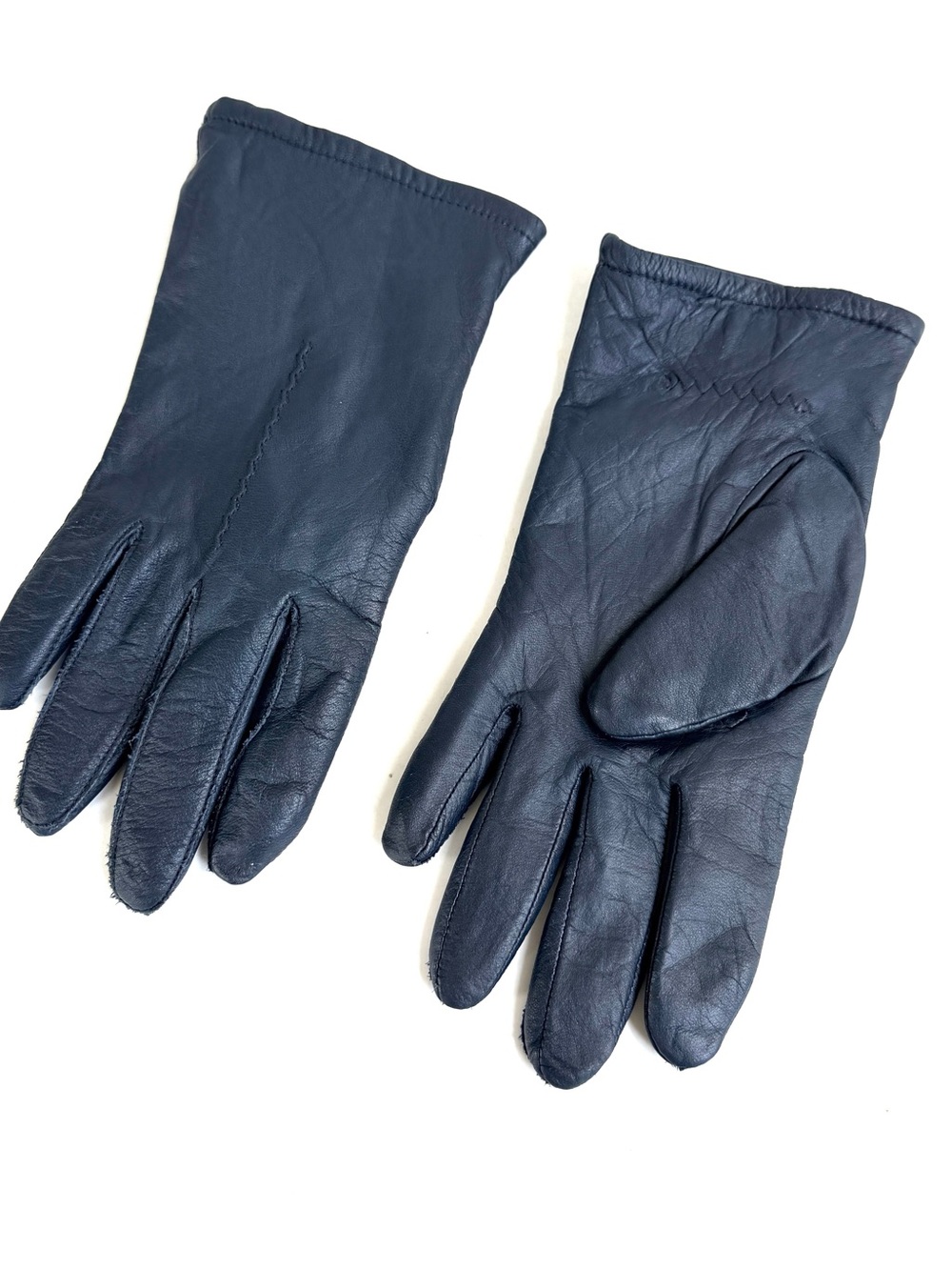 Fownes Women’s Classic Navy Leather Gloves, Size 9